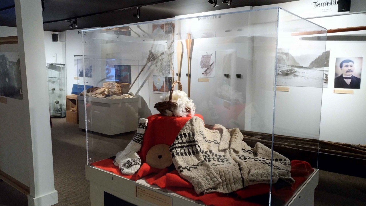 Cultural items from the Stó:lō Resource Centre Repository, in the newly renovated Shxwt’a:selhawtxw (“House of Long Ago and Today”) Interpretive Centre.